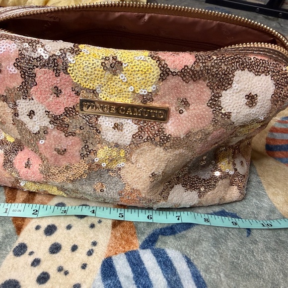 Vince Camuto Sequin Floral Cosmetic Bag - Pink and Yellow - Picture 7 of 7